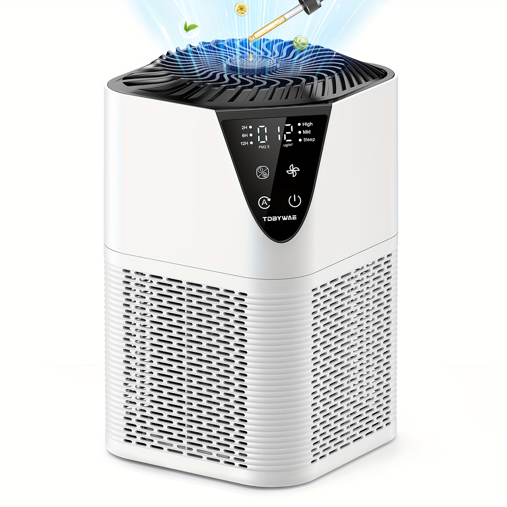 EdenDirect Air Purifier — 1250 Sq. Ft. Coverage, H13 True HEPA Filter, 25dB, Fragrance Diffuser, White, Model# NTE-SHA0230USV01
